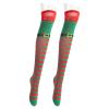 GRABAGECAN Festival Christmas Elves Boot Striped Thigh High Stockings for Women Holiday Cosplay Costume Over the Knee Long Socks view 1
