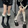 GRABAGECAN Women Winter Calf Length Socks Japanese Faux Lamb Wool Furry Trim Bowknot Stockings Leg Warmer view 4