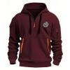 ZXCTKA Tactical Hoodies for Men Quarter Zip Pullover Vintage Solid/Graphic Long Sleeve Workout Hoodie Sweatshirt With Pockets Wine X-Large view 1