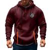 ZXCTKA Tactical Hoodies for Men Quarter Zip Pullover Vintage Solid/Graphic Long Sleeve Workout Hoodie Sweatshirt With Pockets Wine X-Large view 2