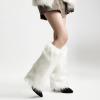 GRABAGECAN Women Furs Leg Warmer Winter Furry Long Boot Cuffs Fuzzy Party Costume for Holiday Festival Performances Play view 3