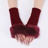 CABODYALS 2 Pairs Dark Red Furry Fingerless Gloves Soft Fluffy Thumb Hole Gloves Knitting Winter Crochet Warm Arm Sleeves Faux Fur Hand Wrist Warmer Mitten Bulk for Women Typing Writing Driving Supply view 3