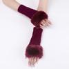 CABODYALS 2 Pairs Dark Red Furry Fingerless Gloves Soft Fluffy Thumb Hole Gloves Knitting Winter Crochet Warm Arm Sleeves Faux Fur Hand Wrist Warmer Mitten Bulk for Women Typing Writing Driving Supply view 4