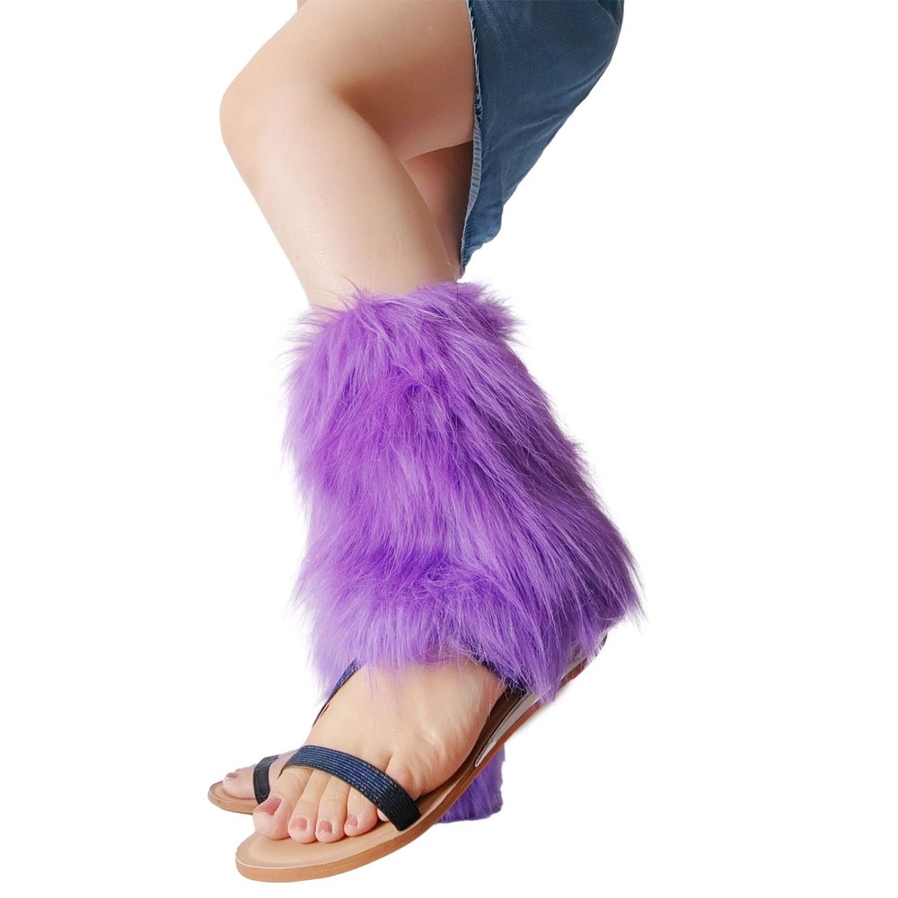 GRABAGECAN Faux Furs Leg Warmers for Womens Winter Warm Furs Boot Cuffs Covers,Cozy,Christmas,Halloween,Party, Cosplay Costume