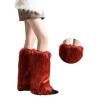 GRABAGECAN Women Furs Leg Warmer Winter Furry Long Boot Cuffs Fuzzy Party Costume for Holiday Festival Performances Play view 4