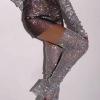 GRABAGECAN Women Fishnet Mesh Thigh Highs Leg Waremr Rhinestones Sheer Over Knee Leg Festival Long Socks view 4