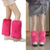 GRABAGECAN Plush Leg Warmers for Women Fuzzy Boot Covers Cuff Solid Color Furry Leg Sleeve for Winter Fashion and Costume Parties view 2