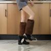 GRABAGECAN Plush Leg Warmers for Women Fuzzy Boot Covers Cuff Solid Color Furry Leg Sleeve for Winter Fashion and Costume Parties view 3