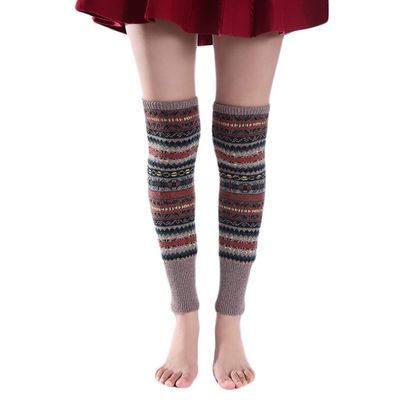 GRABAGECAN Women Knitted Long Leg Warmers Striped Thigh High Socks Boot Cuff