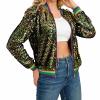 UYISJ Carnival Festival Costumes for Women Mardi Gras Sequin Jacket Front Zip Up Glitter Bomber Jackets New Orleans Outfits Mardi Gras Clothes for Women A, Purple view 3