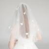 WEISUYUUS Elegant Short Wedding Veil with Comb White Tulle Bridal Veils with Bowknot Decoration Headpieces for Wedding Party view 4