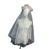 Bridal Veil Studded Flower Delicate Bowknot Bachelorette Party Head Scarf Bride Bridal Shower Wedding White