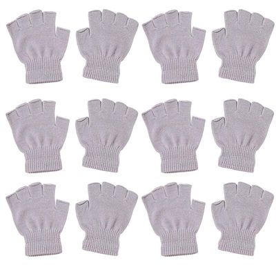6 Pairs Unisex Half Finger Gloves Winter Stretchy Knit Mutlicolor Fingerless Gloves Short Hand Warmer With Thumb Hole
