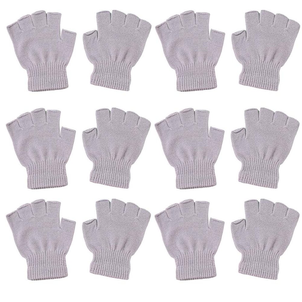 6 Pairs Unisex Half Finger Gloves Winter Stretchy Knit Mutlicolor Fingerless Gloves Short Hand Warmer With Thumb Hole