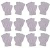 6 Pairs Unisex Half Finger Gloves Winter Stretchy Knit Mutlicolor Fingerless Gloves Short Hand Warmer With Thumb Hole view 1