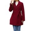 Autumn Winter Wool Trench Coat Women Casual Solid Color Fashion Woolen Long Sleeve Pocket Belt Jacket (red,Medium) view 1