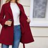 Autumn Winter Wool Trench Coat Women Casual Solid Color Fashion Woolen Long Sleeve Pocket Belt Jacket (red,Medium) view 2