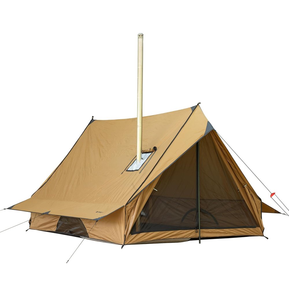 POMOLY Camping Hot Tent Cabin Tent, Chalet 70 Pro Portable WallTent with Stove Jack and Two Poles for 2-3 Person Hiking, Backpacking