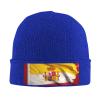 Spain Flag Printd Knitted Hat Warm Winter Hats High Elasticity Personalized Knitted Hat Blue view 1