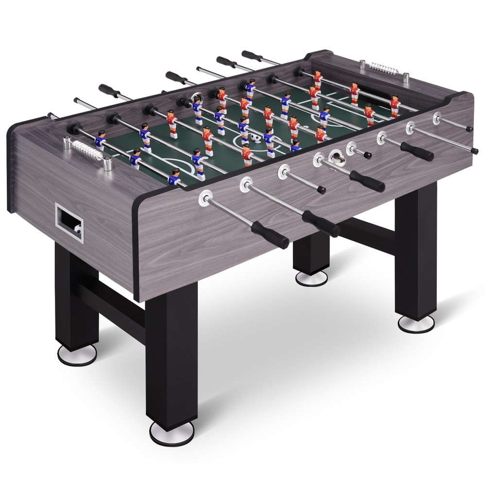 58 Inch Foosball Table Adult Size, Full Size Soccer Game Table with 2 Balls, Leg Levelers & Heavy-Duty Legs, Durable Arcade Football Table for Game Room, Home, Office, Party (58 Inch-Gray)