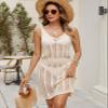 Allifewithu Women's Summer Sleeveless Cover Ups Waist Tie Mini Dress V Neck Swimsuit Crochet Cover Up (Beige,Small) view 3