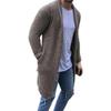 JEShifangjiusu Mens Long Thickening Cardigan Sweater Threaded Elastic Hem Knit Outerwear Flip Collar Slim Fit Knitwear (Khaki E2,Small) view 1