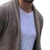 JEShifangjiusu Mens Long Thickening Cardigan Sweater Threaded Elastic Hem Knit Outerwear Flip Collar Slim Fit Knitwear (Khaki E2,Small) view 3