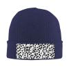Black and White Dot Printd Knitted Hat Warm Winter Hats High Elasticity Personalized Knitted Hat Navy Blue view 1