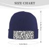 Black and White Dot Printd Knitted Hat Warm Winter Hats High Elasticity Personalized Knitted Hat Navy Blue view 2