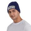 Black and White Dot Printd Knitted Hat Warm Winter Hats High Elasticity Personalized Knitted Hat Navy Blue view 4
