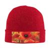Poppy Flowers Printd Knitted Hat Warm Winter Hats High Elasticity Personalized Knitted Hat Red view 1