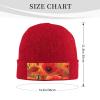 Poppy Flowers Printd Knitted Hat Warm Winter Hats High Elasticity Personalized Knitted Hat Red view 2