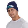 Big Ocean Wave Hd Printd Knitted Hat Warm Winter Hats High Elasticity Personalized Knitted Hat Navy Blue view 4