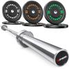 Rendpas 2-inch Rubber Olympic Bumper Plates for Home Gym, Low Bounce Weight Plates with Stainless Steel Hub, Pairs or Sets for Strength Training and Deadlifts, 10lb-45lb Black view 1