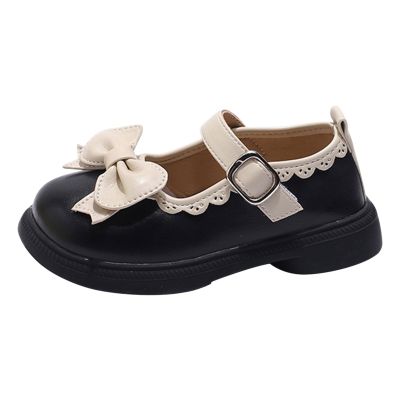 Girl's Platform Mary Janes Pumps Chunky Heel Ankle with Strap School Uniform Dress Shoes Bow Gothic Lolita Oxfords (Black, 13 Little Child)
