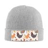 Chicken Pattern Printd Knitted Hat Warm Winter Hats High Elasticity Personalized Knitted Hat Gray view 1