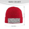Black and White Dot Art Printd Knitted Hat Warm Winter Hats High Elasticity Personalized Knitted Hat Red view 2