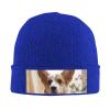 Cute Corgi Cartoon Printd Knitted Hat Warm Winter Hats High Elasticity Personalized Knitted Hat Blue view 1