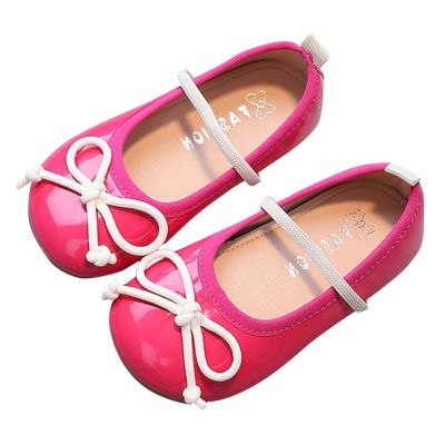 Little Girl Mary Jane Dress Shoes Toddler Girls School Shoes Soft Sole Non Slip Faux Leather Shoes Bowknot Flats (Red, 7.5 Toddler)