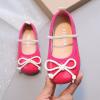 Little Girl Mary Jane Dress Shoes Toddler Girls School Shoes Soft Sole Non Slip Faux Leather Shoes Bowknot Flats (Red, 7.5 Toddler) view 2