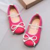 Little Girl Mary Jane Dress Shoes Toddler Girls School Shoes Soft Sole Non Slip Faux Leather Shoes Bowknot Flats (Red, 7.5 Toddler) view 3