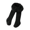 Kids Girls Solid Color Flece Lined Tights Toddler Cable Knit Leggings Thick Cotton Infant Warm (Black, 6-12 Months) view 1