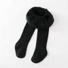 Kids Girls Solid Color Flece Lined Tights Toddler Cable Knit Leggings Thick Cotton Infant Warm (Black, 6-12 Months) view 3