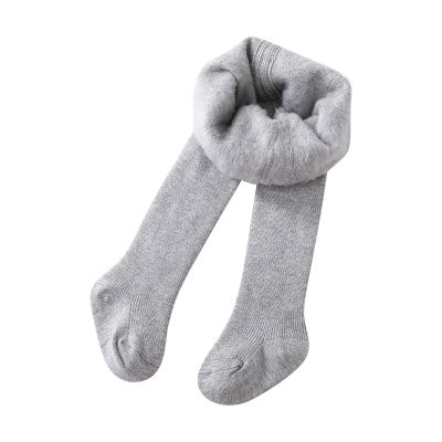 Kids Girls Solid Color Flece Lined Tights Toddler Cable Knit Leggings Thick Cotton Infant Warm (Grey, 6-12 Months)