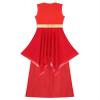 YOOJOO Women Praise Dance Outfit Metallic Block Asymmetric Overlay Dress + Pants Worship Liturgical Lyrical Costume Red Large view 4