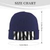 Black & White Stripe Art Printd Knitted Hat Warm Winter Hats High Elasticity Personalized Knitted Hat Navy Blue view 2