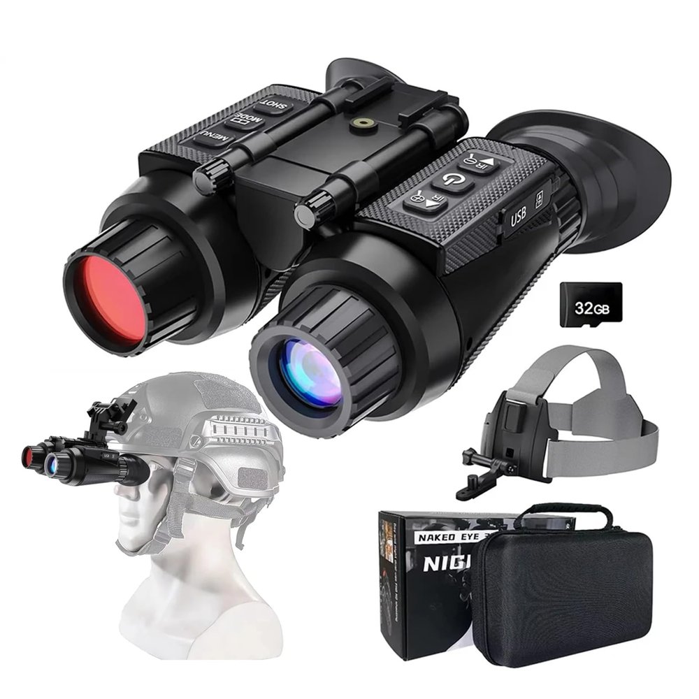 HMWOKPOT 4K Night Vision Binoculars for Helmet, Infrared Night Vision Night Vision Goggles 8X Digital Zoom Night Vision Scope Can Save Photos/Videos
