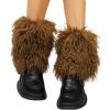 jiahesuw Women's Furry Plush Leg Warmers Fuzzy Boot Cuffs Covers Short Footless Socks for Winter Fashion and Costume Parties view 1