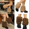 jiahesuw Women's Furry Plush Leg Warmers Fuzzy Boot Cuffs Covers Short Footless Socks for Winter Fashion and Costume Parties view 2