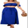 Casual Two Piece Swimsuit Dress for Women Party See Through Sexy Off Shoulder Tube Top Long Split Skirt Beach Cover Ups(Large) Royal Blue view 2